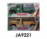 Katonai teherautó, csőrös, lend., elfordulós, 2 szín, 33,5x13 cm dob.