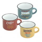 Kávés csésze szett, Vintage, 3 x 10 cl - Ingyenes szállítással