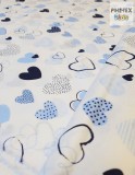 Kék pöttyös szívecskék textil (518/K)