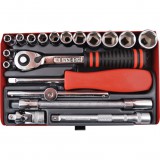 Kennedy MINI METRIKUS DUGÓKULCS KÉSZLET 1/4" MEGHAJTÓVAL 19 DB-OS