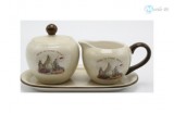 Kerámia cukor és tejtartó+alj