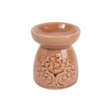 Kerámia olajmécses fa és szívlevél mintával, barna színű 160674