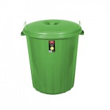 Kerek szemetes kuka, fedéllel, zárható, műanyag, eco zöld 70 literes