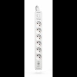 Kerg M02597 Túlfeszültségvédő Elosztó 6 aljzatos 3xUSB-A 16A 1,5m - Fehér (M02597)