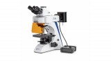 KERN OBN 141 fluoreszcens biológiai mikroszkóp 40x/100x/200x/400x/1000x nagyítás, végtelen optikai egység, állítható asztal, állítható fényerejű 3 W-os LED alsó és 3W-os LED flureszcens megvilágítás, trinokuláris