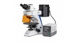 KERN OBN 148 fluoreszcens biológiai mikroszkóp 40x/100x/200x/400x/1000x nagyítás, végtelen optikai egység, állítható asztal, állítható fényerejű 20 W-os halogén alsó és 100W-os flureszcens megvilágítás, trinokuláris