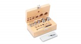 KERN súlykészlet precíziós mérlegekhez 1 mg - 200 g fa dobozban, OIML F2 súlyosztály