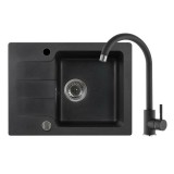 Kerra Coast 25 egy medencés, csepegtetős gránit mosogató Mona csapteleppel - fekete