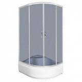 Kerra Katia 100 aszimmetrikus íves zuhanykabin, 100x80x196 cm, grafit üveg, balos