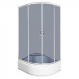 Kerra Katia 100 aszimmetrikus íves zuhanykabin, 100x80x196 cm, grafit üveg, balos