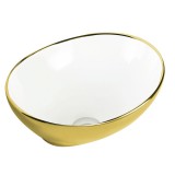 Kerra KR-707 fehér-arany kerámia design mosdó