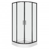 Kerra Solid RS 80 fekete íves duplaajtós zuhanykabin zuhanytálcával
