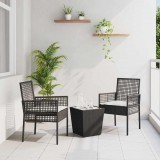 Kert Bistro Készlet 3 pcs Fekete Poli rattan