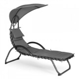 Kerti nyugágy nagy ovális napernyővel ModernHome - kényelmes pihenés a kertben, napvédelemmel, modern designnal.
