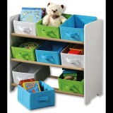 Kesper Gyerek tároló polc 9 szövet dobozzal, fehér (17716)