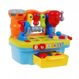 Készségfejlesztő Gyerek Műhely-Barkácsfelszerelés-Hang és Fényhatásokkal-Forgó Körfűrésszel-Fúróval-Formabedobóval