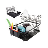 Két szintes csepegtető tálcával - Konyhai edénytartó - Konyhai szárító állvány - Praktikus konyhai eszköz