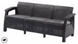Keter Corfu love seat max háromszemélyes polyrattan kerti kanapé - grafit