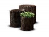 KETER CYLINDER polyrattan virágcserép készlet S+M+L méretben (3 db) - barna