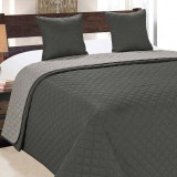 Kétoldalas ágytakaró Szett 3 részes - Kockás mintával sötétszürke (010) - silver színben - 220x240 cm