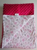 Kétoldalas puha baba takaró 75x100 - pink állatos -Díszdobozban!!