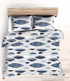 Kétszemélyes 5 részes ágynemű huzat 200x220 cm - sötétkék - szürke absztrakt mintás