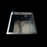 KEVMIL MEX 500 x 500 mm antracit, extra mély mosogatótálca, szűrőkosaras leeresztővel, ajándék szappanadagolóval