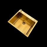 KEVMIL MEX 500 x 500 mm arany, extra mély mosogatótálca, szűrőkosaras leeresztővel, ajándék szappanadagolóval