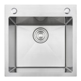 KEVMIL MEX 500 x 500 mm inox, extra mély mosogatótálca, szűrőkosaras leeresztővel, ajándék szappanadagolóval