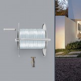 Kézi rozsdamentes acél kerti tömlőtekercs – 50 m, falra szerelhető, tömlőtartó állvány