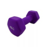 Kézi súlyzó, 4 kg – neoprén, lila – PRO-Sport
