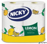 . Kéztörlő, tekercses, 2 rétegű, 90 lap, "Nicky", citrom