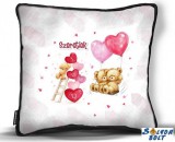 Kicsi díszpárna, macik lufikkal, szerelmes ajándék