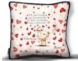 Kicsi díszpárna, Te azért születtél, hogy szeressenek, szívek, maci, szerelmes ajándék