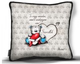 Kicsi díszpárna, Te vagy minden, szeretlek, maci szívvel, szerelmes ajándék