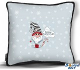 Kicsi karácsonyi díszpárna, csíkos sapkás manó
