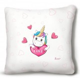 Kicsi plüss díszpárna, unikornis love