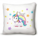 Kicsi plüss díszpárna, unikornis, szivárvány