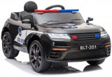 KicsiKocsiBolt BLT-201 12V Elektromos kisaitó- rendőrautó fekete 2.4GHz szülői távirányítóval, nyitható ajtóval, EVA kerekekkel  7632
