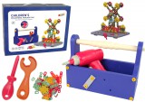 KicsiKocsiBolt Építőelemek készlet Szerszámosládában + Akkumulátoros csavarhúzó DIY TOOL BOX 11233