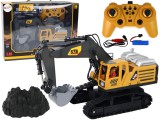 KicsiKocsiBolt Építőipari jármű távvezérelt kotrógép RC 14 Channels Yellow 1:14 16491