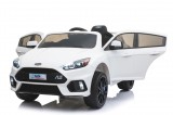 KicsiKocsiBolt Ford Focus RS 12V Fehér elektromos kisautó 2.4GHz szülői távirányítóval, nyitható ajtóval, EVA kerekekkel 2519