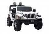 KicsiKocsiBolt Jeep Wrangler Rubicon 12V Elektromos kisautó 2.4GHz szülői távirányítóval, nyitható ajtóval, EVA kerekekkel 4 motoros 4 x 45W fehér 5955