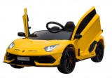 KicsiKocsiBolt Lamborghini Aventador sárga 12V Elektromos kisautó 2.4GHz szülői távirányítóval, nyitható ajtóval, EVA kerekekkel  4122