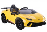 KicsiKocsiBolt Lamborghini Huracan 12V 4 motoros / 4 x 35W / Elektromos kisautó 2.4GHz szülői távirányítóval, nyitható ajtóval ,EVA kerekekkel sárga 6574