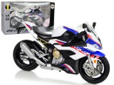 KicsiKocsiBolt Motorkerékpár modell Replika BMW S1000RR Fehér-kék hangokkal-fénnyel 9943