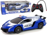 KicsiKocsiBolt Rendőrségi versenyautó rendőrségi jármű 1:16 LED fények Távirányítós KÉK 12101