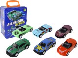 KicsiKocsiBolt Súrlódó meghajtású járműkészlet fémdobozban, 6 darab 16325