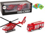 KicsiKocsiBolt Tűzoltó autó és helikopter készlet piros 12251