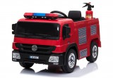 KicsiKocsiBolt Tűzoltó elektromos 12V kisautó nyitható ajtókkal, szülői távirányítóval, szirénával és hangosbemondóval, piros-kék villogóval, leakasztható-vállra tehető locsolócsöve, 4095